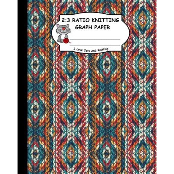 Pre-Owned 2: 3 Ratio Knitting Graph Paper: I Love Cats and Knitting: Knitter's Graph Paper for Designing Charts for New Patterns. Green Brown White and Red Realistic Knitted Pattern Cover. (Paperback)