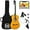 Natural(38in), variant on PRZL 30in Kids Acoustic Guitar, All-in-One Beginner Starter Kit w/Strap, Case, Extra Strings, Rosette Inlay - Mahogany Stain
