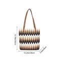thumbnail image 3 of Bolsa de paja de rayas onduladas con asas dobles de cuero, bolso de hombro tejido ligero para playa, vacaciones, exteriores, uso casual, multicolor, 3 of 6