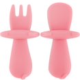 thumbnail image 1 of DEBGFS Toddler Utensils Set Self-Feeding Silicone Baby Utensils Anti-Choke BPA-Free Baby Fork and Spoon Set with Protective Choke Barriers for Baby Toddler Led Weaning Ages 6 Months Up,pink, 1 of 8