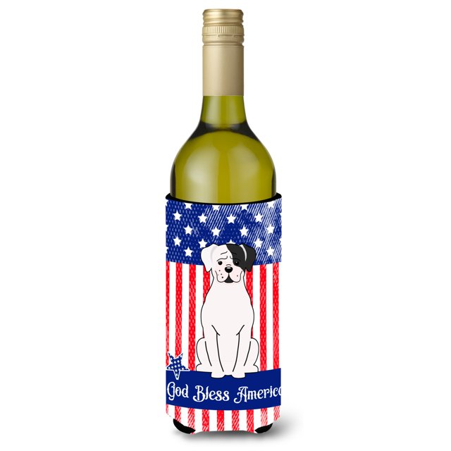 Caroline's Treasures BB3109LITERK Patriotic USA White Boxer Cooper Botella de vino Hugger cold-drinks-koozies, 750 ml, Multicolor Caroline's Treasures BB3109LITERK