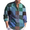 thumbnail image 1 of Camisas Para Hombre Manga Corta Camisa casual con botones de moda de primavera y otoño para hombre (Blue, M), 1 of 5