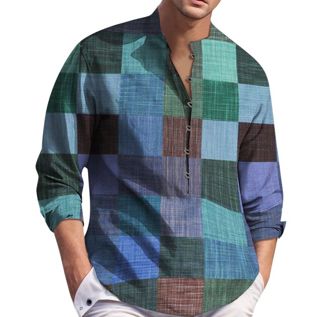 Camisas Para Hombre Manga Corta Camisa casual con botones de moda de primavera y otoño para hombre (Blue, M)