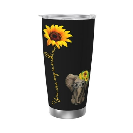 

You Are My Sunshine Sunflower Elephant 20 Oz Water Bottle Insulated Tumblers Stainless Steel Cups Double Wall Tumbler with Lid