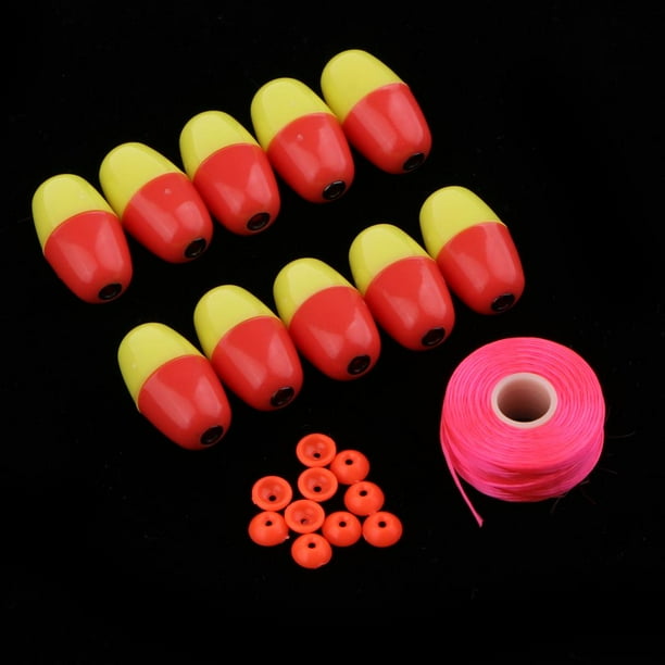 Gogouptoop 10 Uds Flotadores de pesca Cola Bobber de flotación de pesca Rojo amarillo