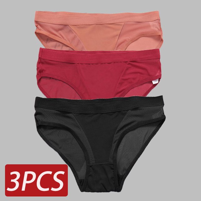Bragas transparentes de cintura baja para mujer, ropa interior Sexy calada, transpirable, M-2XL, 3 unids/set