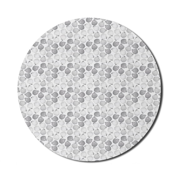 Fruits Mouse Pad for Computers, Repetitive Fresh Simplistic Modern Healthy Eating Illustration, Round Non-Slip Thick Rubber Modern Gaming Mousepad, 8" Round, Pale Taupe and Pale Grey, by Ambesonne