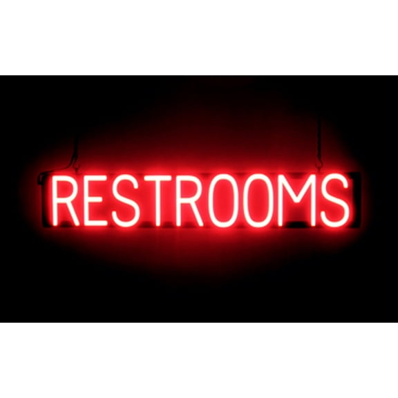 SpellBrite Neon-LED RESTROOMS Sign With Dimming Capability. LED Bathroom Signs for Businesses, Restaurants, and More, 36 inches, Red