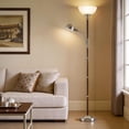 thumbnail image 6 of NATYSWAN Wood Floor Lamp for Living Room - Walnut Torchiere Floor Lamps for Bedroom Standing Lamp with Glass Shade - Mid Century Modern Corner Tall Lamps for Home Office Nursery Reading Light,2 Head, 6 of 8