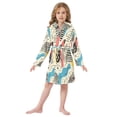 thumbnail image 6 of FORMRS Niños Bathrobe Unisex Hooded Robe Soft Plush Pajamas Sleepwear, Size 2-3T, Blue Retro Print, 6 of 7