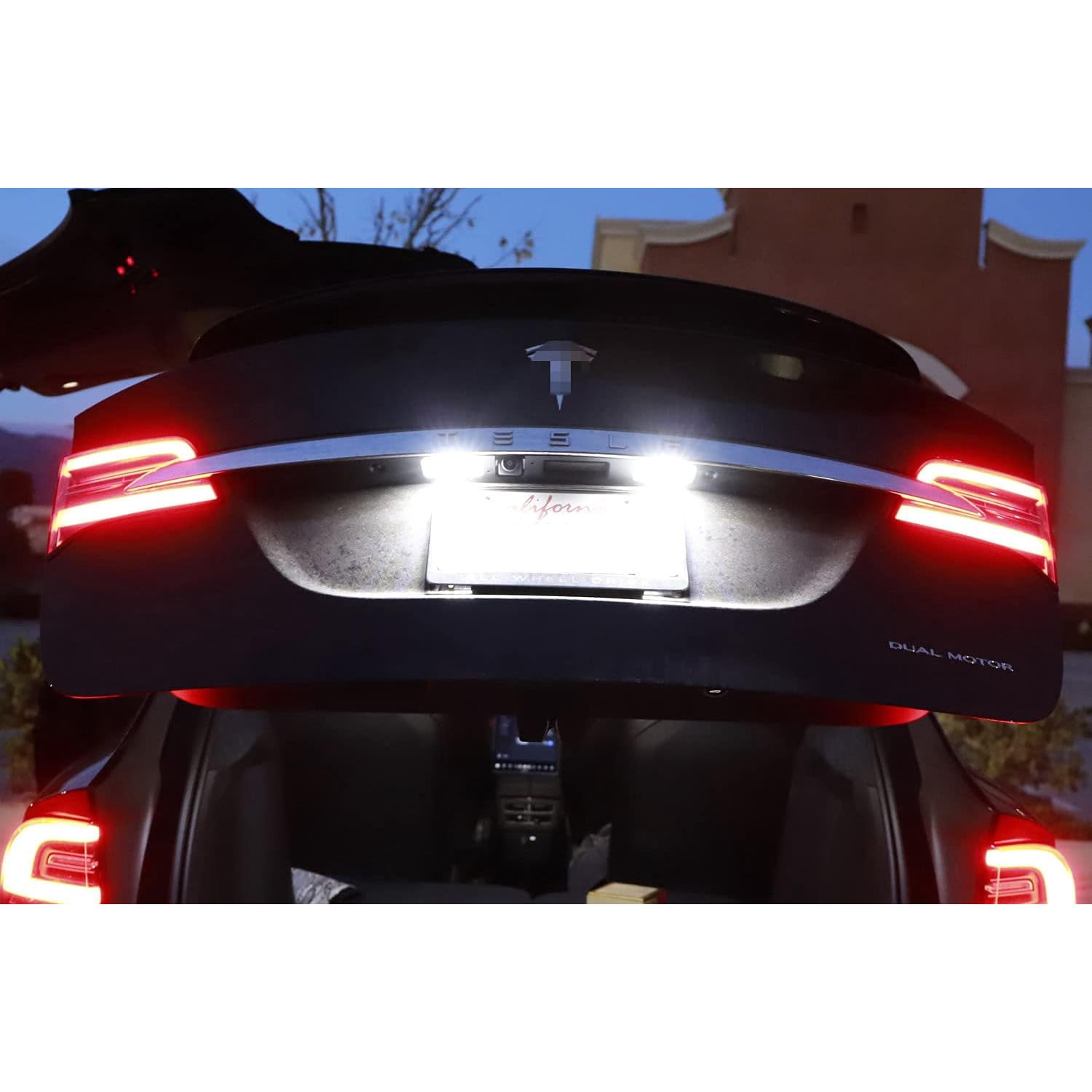 OEM-Fit 18-SMD 3x Brighter Xenon White LED License Plate Light Kit For Tesla: 2016-up Model X and 2017-up Model S