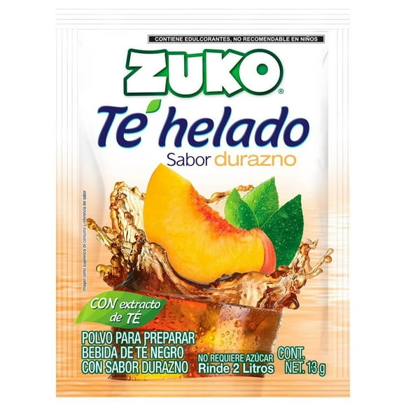 Bebida en polvo Zuko Té helado negro sabor durazno 13 g