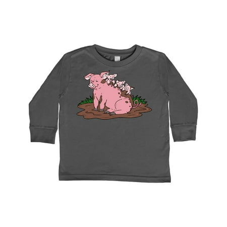 

Inktastic Cute Pig Family Playing in Mud Gift Toddler Boy or Toddler Girl Long Sleeve T-Shirt