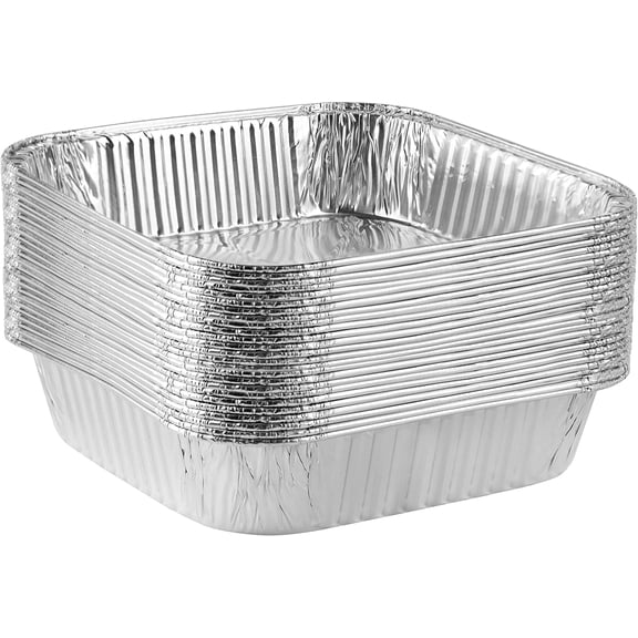 PLASTICPRO Aluminum Foil Baking Pans 8” x 8” x 2” Square Tin Foil Cake Pan for Ovens
