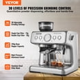thumbnail image 2 of VEVOR Espresso Machine with Grinder, 15 Bar Semi-Automatic Espresso Coffee Maker with Milk Frother Steam Wand, Removable Water Tank & Pressure Gauge for Cappuccino,Latte,Machiato,PID Control System, 2 of 9