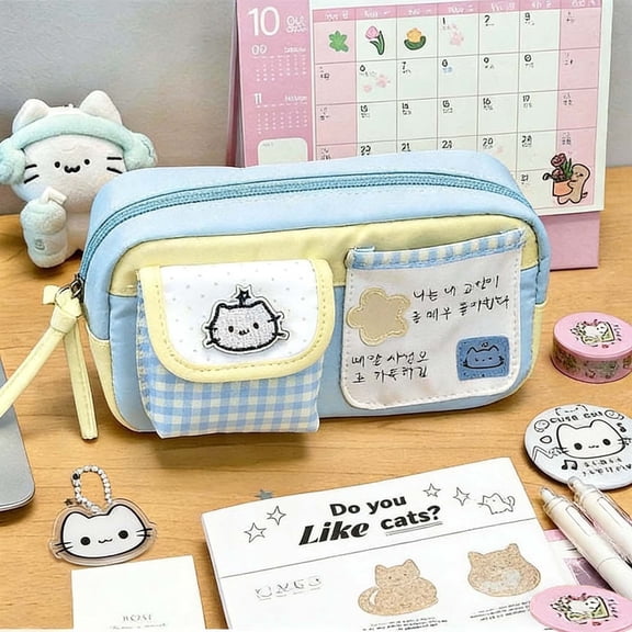High Capacity Pencil Case, Aesthetic Big Pencil Bag Pouch Box Organizer Pen Case with Zipper, Kawaii Stationery Storage and Organizer, Classroom Office Supplies for Teen and Adult