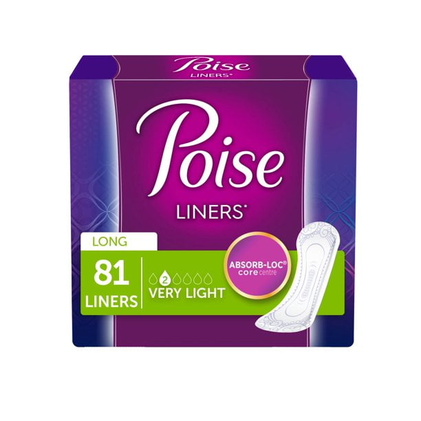 Poise Incontinence Panty Liners, Very Light Absorbency, Long, 81 Count