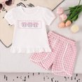 thumbnail image 2 of NOLDARES Toddler Baby Girl Outfits Shorts Sleeve Summer Beach Embroidery Baseball T Shirts + Shorts Clothing Set(A1-Light Pink,2-3 Years), 2 of 9