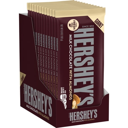 Hershey's, Milk Chocolate with Almonds Giant Bar, 6.8 oz, 12 Pack