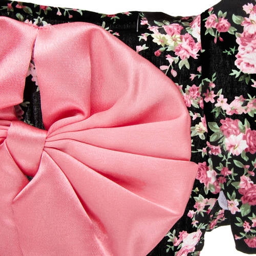 CUECUEPET Kimono Style Indoor / Outdoor Button Up Dress for Female / Girl Dogs (Black with Pink Floral Patterns) [Multiple Sizes Available]