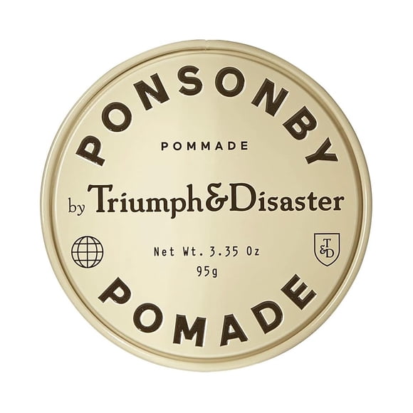 TRIUNFO Y DESASTRE | Pomada Ponsonby | Cera de peinado de fijación media para cabello fino a grueso - Acabado no graso de alto brillo para hombres 95 g