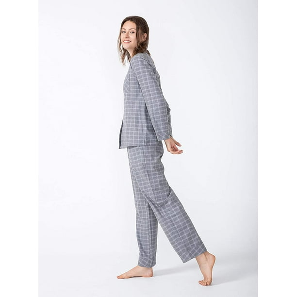 Women's Pajamas Set Short Sleeve V Neck Tops with Plaid Pants Casual Comfy  Sleepwear Pjs Loungewear Sets
