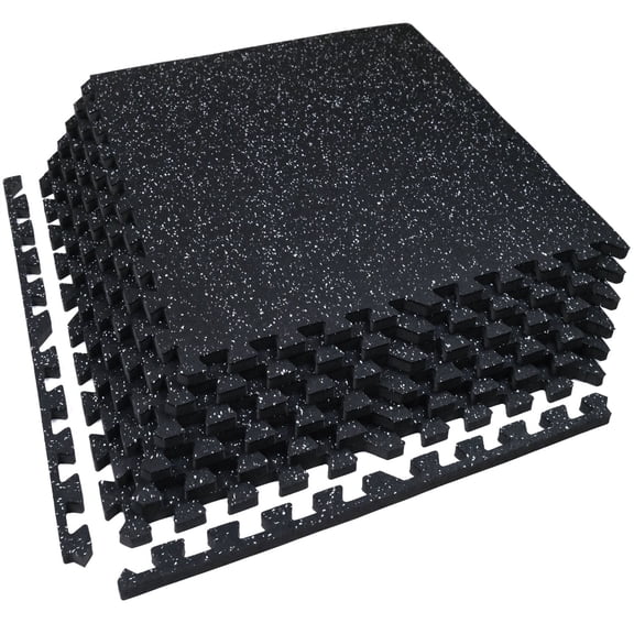AIRHOP 24 Sq Ft Interlocking Rubber Exercise Protective Flooring Tile, 6-Tile