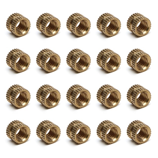 HUGFEGWE M6x6mm Female Thread Knurled Nuts Hx8mm OD Brass Threaded Insert Embedment Nuts Hydraulic Welded Joint Injection Molding Assortment Kit for 3D Printing Injection Molding 20PCS CJB91-24992