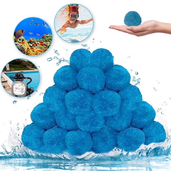 Harlier 80 PCS Pool Filter Balls, Efficient Swimming Pool Filter Sand Alternative, Reusable Eco-Friendly Blue Filter Media Balls, Replace 40 lbs Filter Sand, Lasts for Several Seasons