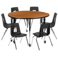 thumbnail image 2 of Emma + Oliver Mobile 47.5" Circle Wave Activity Table Set-16" Student Stack Chairs, Oak/Black, 2 of 12