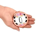 thumbnail image 3 of Koyal Wholesale Compact Mirror Bridesmaid's Wedding Gift, Rose Gold, Monogram Letter O, Modern Black White Stripes, 3 of 5