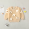 thumbnail image 2 of KIMI BEAR Infant Baby Girls Sweaters 2-3T Baby Girls Pullover Sweaters Flower Long Sleeves Pullover Warm Clothes Beige 18-24 Months, 2 of 7
