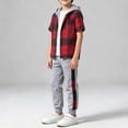 thumbnail image 7 of Agkizg Toddler Boys Clothing Set 2 Piece Outfit Short Sleeve Hooded Plaid Top Pants Set, 7 of 7