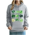 thumbnail image 4 of Womens St. Patrick'S Day Sweatshirt Clover Print Hoodie Casual Long Sleeve Sweatshirt Shamrock Pullover Tops Gray XXL, 4 of 4