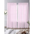 thumbnail image 4 of Pink White Stripe Semi Sheer Curtains 108 Inch Length 2 Panels Set, Modern Minimalist Geometric Striped Sheer Kitchen Curtain Privacy Voile Window Curtain for Living Room Bedroom Rod Pocket Drapes, 4 of 7