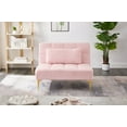 thumbnail image 3 of Convertible Single Sofa Bed Futon with Gold Metal Legs Teddy Fabric -Versatile Sleeper Sofa Couch-Pink, 3 of 7