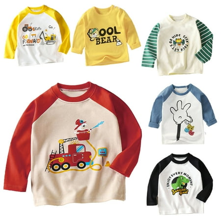 

Esaierr 1-7Y Baby Girls Fashion Undershirts Cute Cartoon Undershirts for Kids Boys Spring Autumn All Match Undershirts