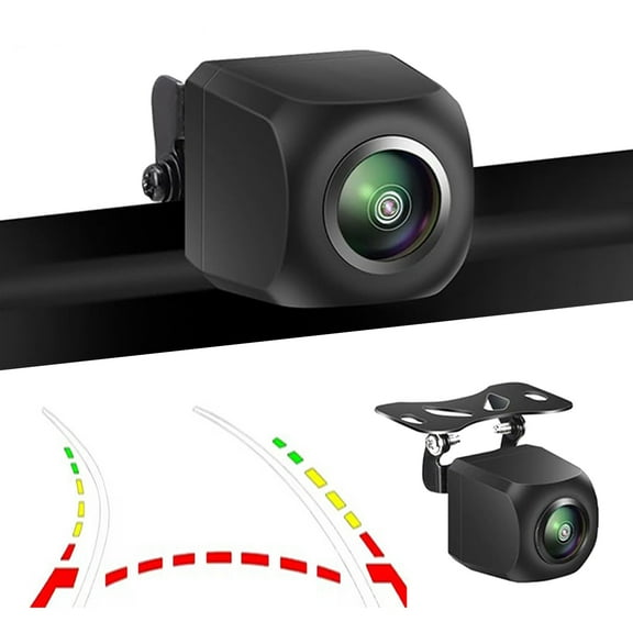 Unique Bargains 2-in-1 AHD 1080P Rear View Trajectory License Plate Frame Camera for Car Truck SUV Minivan Camper RV Pickup 170 Degree Wide Angle Backup Reverse Cam