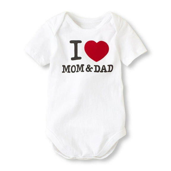 REDARER Baby "I Love Mom & Dad" Bodysuit, Soft Cotton Short-Sleeve Romper, Casual Daily Outfit for Newborns,3-6 Months