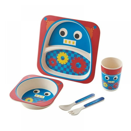 

Natural Organic Bamboo Fibers Children s Tableware Kids Feeding Bambus Tableware Cutlery Plates Bowls Cartoon Bowl Split Tableware Spoon Fork Cup 5Pcs Set