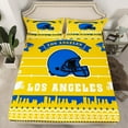 thumbnail image 2 of Erosebridal Sports Themed Bed Sheets Set Full Size Youth Adults,Football City Sheet Set,Rugby Flat Fitted Sheet,Football Sheets with 2 Pillowcases Deep Pockets,Yellow Blue(Los Angeles), 2 of 6