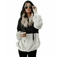thumbnail image 5 of Aosijia Women Sweatshirt Rope Hooded Sweatshirt Winter Warm Solid Splicing Jacket Coat Wool Hoodie Gray L, 5 of 8