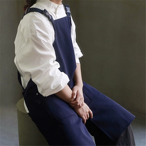 Pottery Apron Split Leg,Cross Back Chef Apron with Pockets,Painting Apron with Adjustable Straps for Cooking,Baking,BBQ,Ceramic,Gardening