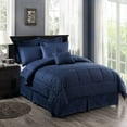 thumbnail image 2 of Unbranded 10-piece Solid Color Microfiber Comforter and Sheets Set Navy Queen 10 Pieces or More, 2 of 5