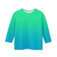 thumbnail image 5 of Jinhomg Girls 3/4 Sleeve Shirt 2025 Trendy Gradient Color Tunic Tops Toddler Kids Lightweight Comfy Crew Neck Tees Casual Spring Summer Blouse Limited Time Deal Green 130, 5 of 6