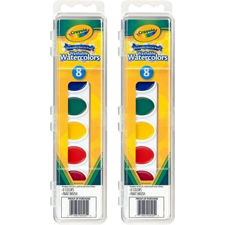 Crayola Watercolor Paints Washable 8 Primary Colors, Pack Of 2
