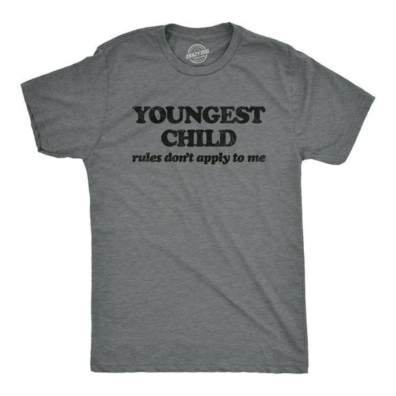 Mens Youngest Child Rules Dont Apply T Shirt Funny Sarcastic Sibling Novelty Tee for Guys Graphic Tees