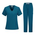 thumbnail image 2 of Scrubs for Women Set Stretch Fit Scrub Top & Jogger V-Neck 2025 Pants Medical Nurse Uniforms Set Multi Pocket Blue XXL, 2 of 4