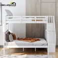 thumbnail image 6 of BELLEMAVE Twin Over Full Bunk Bed, Bunk Bed with 4-Step Stairs, Full-Length Guardrail, Footboard and Headboard, Convertible into 2 Beds, Storage Bunk Bed(White), 6 of 13