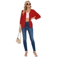 thumbnail image 2 of Chiclily Women's 3/4 Sleeve Cropped Cardigan Sweaters Button Down Crochet Textured Shrugs, 2 of 7